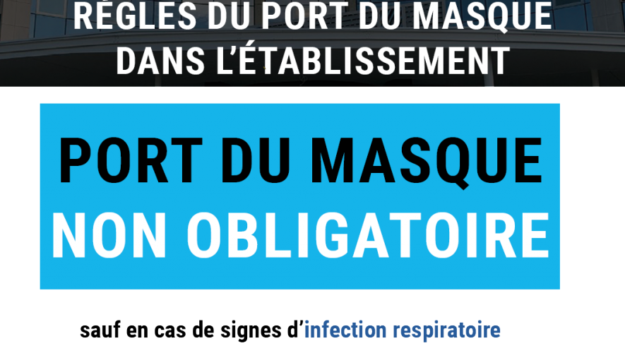 port du masque non obligatoire Avril 2023